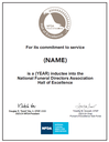 NFDA Framed Certificate Hall of Excellence (Gold)