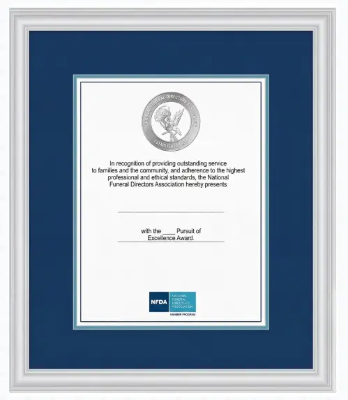 NFDA Framed Certificate Best of the Best (Silver)